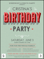 Birthday Party Green Flyer