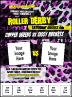 Roller Derby Pink Leopard Logo Flyer
