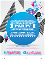 Birthday Party Geometric Logo Flyer