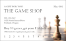 Game Shop Loyalty Card