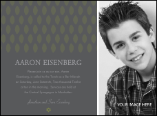 Bar Mitzvah Portrait Green Invitation