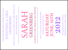 Bat Mitzvah Pink and Lavender Invitation