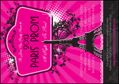 Paris Pink and Black Postcard