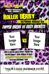 Roller Derby Pink Leopard Logo Banner Poster 2
