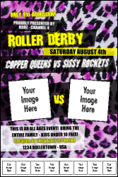 Roller Derby Pink Leopard Logo Poster